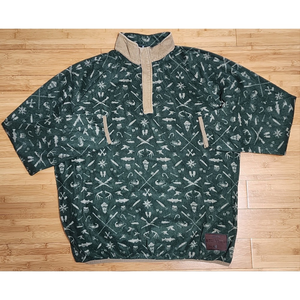Southern Marsh Woodlands Fleece Men XL 1/2 Zip Pullover Green White Logo Camping